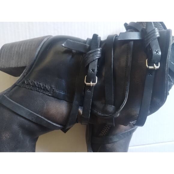 Freebird By Steven Baker Leather Strappy Brown Black Distressed Boots US7 - Picture 14 of 16